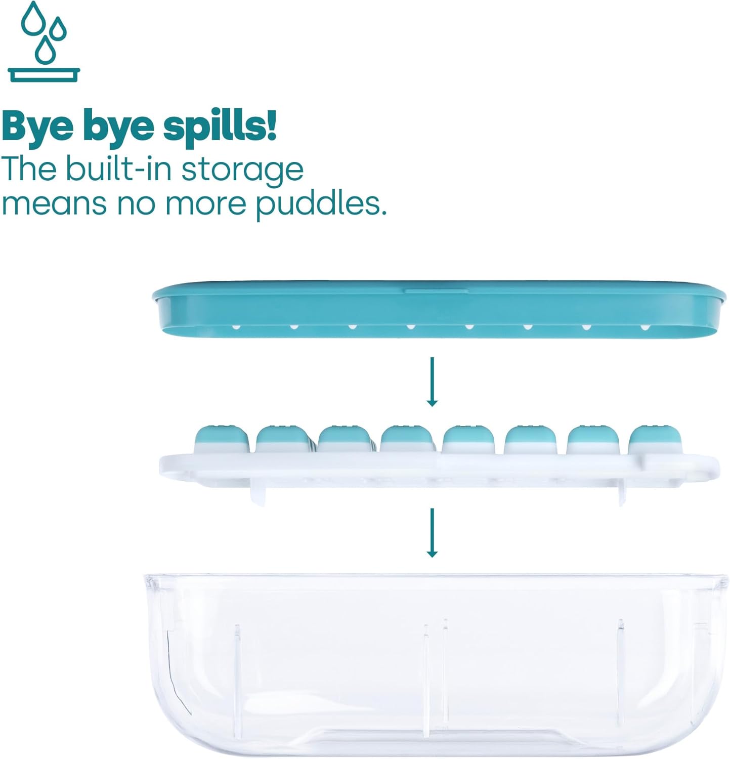 Ice Cube Tray with Lid Dispenser & Storage - Reusable BPA Free Easy Press Release 48 Ice Cube Moulds - 2 Tray with Dispenser, Ice Bucket & Scoop