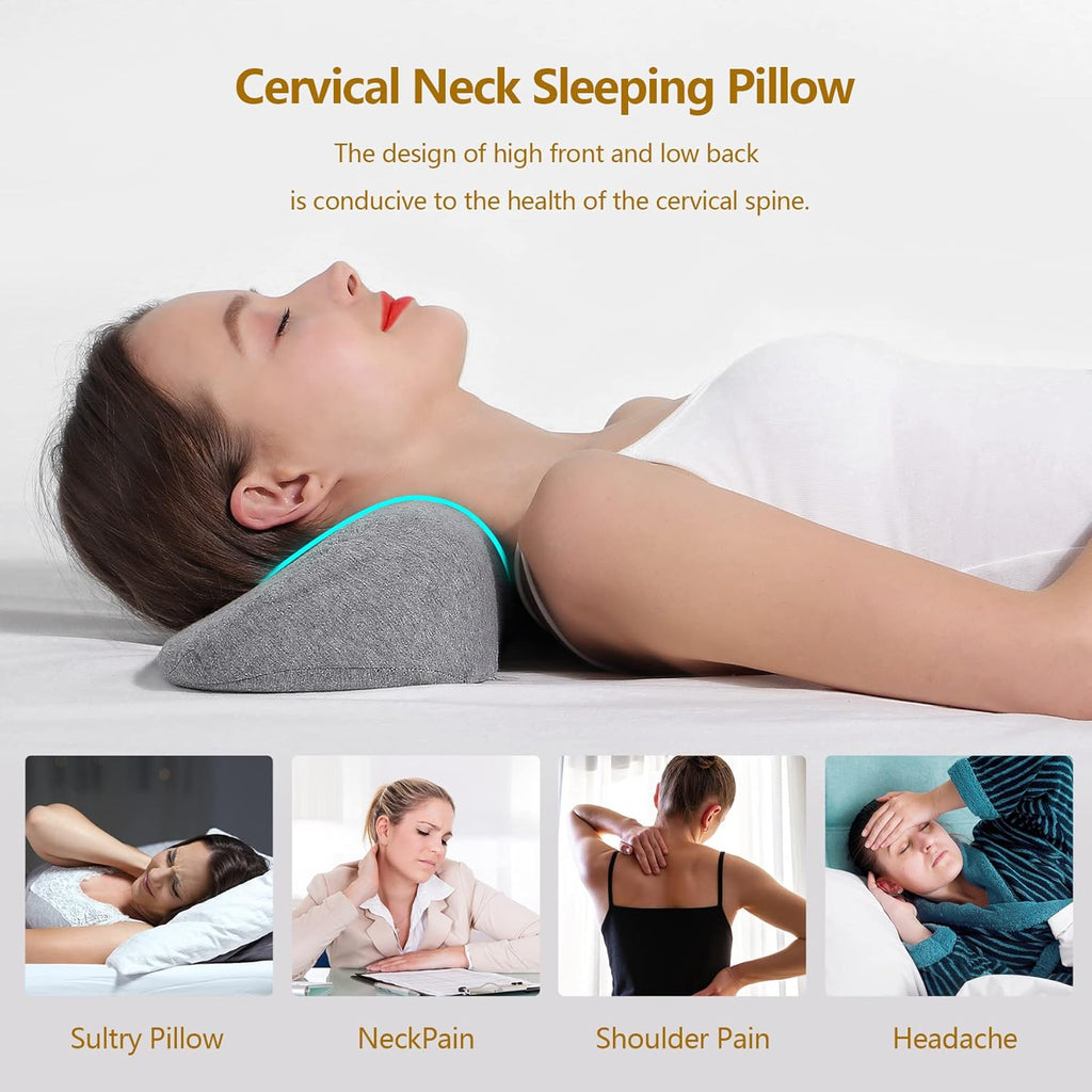 Cervical Neck Pillows for Pain Relief Sleeping, High-Density Memory Foam Neck Bolster Pillow for Stiff Pain Relief, Neck Support Pillow Neck Roll Pillow for Bed Pillow (Dark Gray)