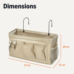Bedside Caddy Hanging Storage Organizer, 12 x 37 x 20 cm, Linen