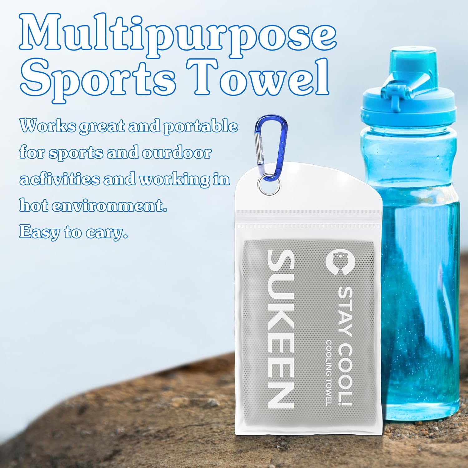 Sukeen Cooling Towels, 4 Pack Neck & Soft Breathable Sweat Towel for Men & Women Work Out Sports Yoga Golf (40"x12")