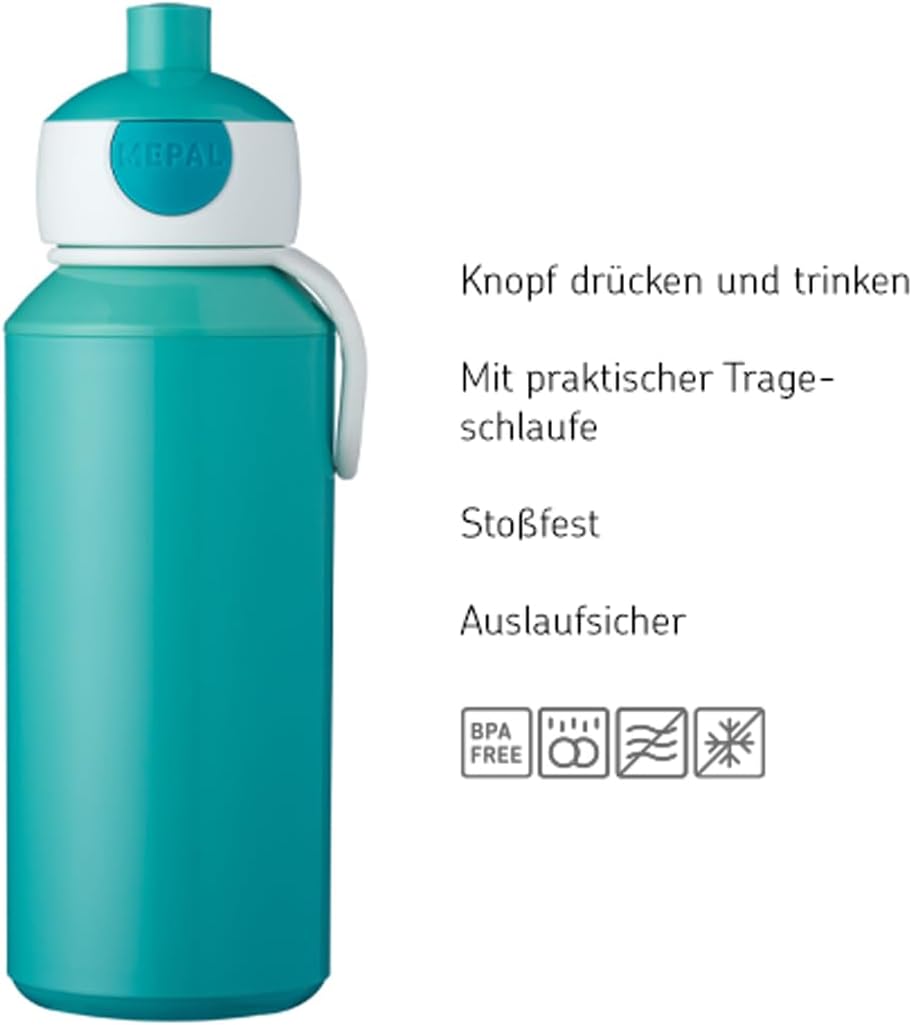 Drinking Bottle Pop-up Campus - Drinking Bottle Little Dutch - Leak Proof Drink Bottle For School - BPA-free & Dishwasher Safe - 400 ml - Little Farm