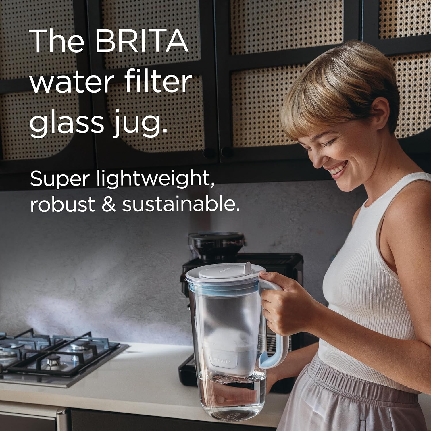 Glass Water Filter Jug Light Blue (2.5L) Starter Pack inc. 3x MAXTRA PRO Pure Performance - Premium Glass jug with easy-filling Flip-Lid and Indicator - in sustainable Smart Box packaging Secondary image