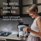 Glass Water Filter Jug Light Blue (2.5L) Starter Pack inc. 3x MAXTRA PRO Pure Performance - Premium Glass jug with easy-filling Flip-Lid and Indicator - in sustainable Smart Box packaging