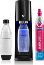 Electric Terra Sparkling Water Maker, 3 Carbonation Settings, Quick Connect CO2, Includes 60L Gas Cylinder, BPA-Free Bottle, Black
