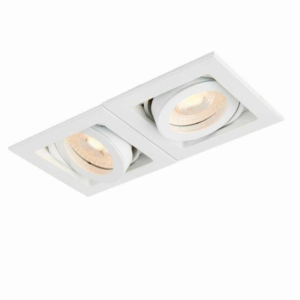 Xeno Matt White Twin Adjustable Tilt GU10 LED Mains Voltage Recessed Indoor Boxed Downlight Main image
