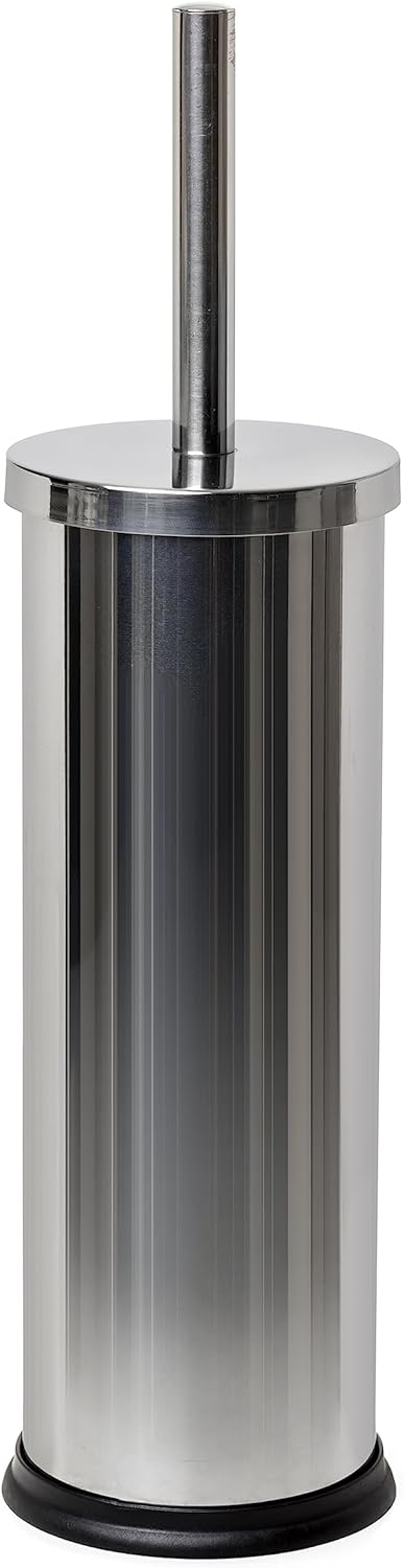 Toilet Brush | Stainless Steel | Satin Metal Finish | Inner Plastic Bucket Included | Modern & Easy-to-Clean Design | Maintains Bathroom Hygiene | Brush with Holder | 9 x 9 x 37 cm