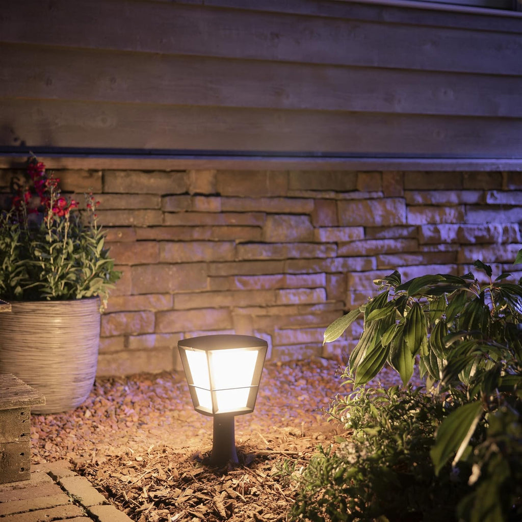 Econic White and Colour Ambiance LED Smart Garden Pedestal [Standing Lantern], Works with Alexa, Google Assistant and Apple Homekit