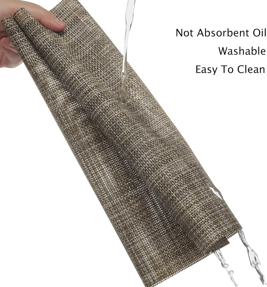 Table Mats Set of 4, Place Mats Table Placemats Washable Non-slip Heat Insulation Woven Vinyl for Kitchen Dinning Restaurant 17"X12" (Caramel)