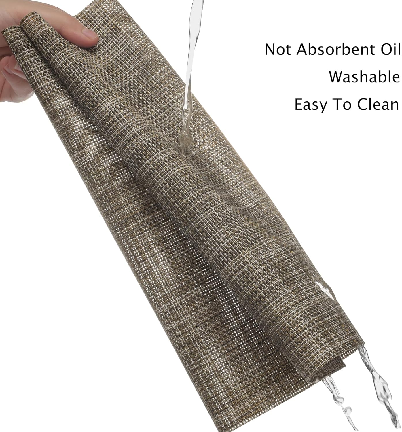Table Mats Set of 4, Place Mats Table Placemats Washable Non-slip Heat Insulation Woven Vinyl for Kitchen Dinning Restaurant 17"X12" (Caramel)