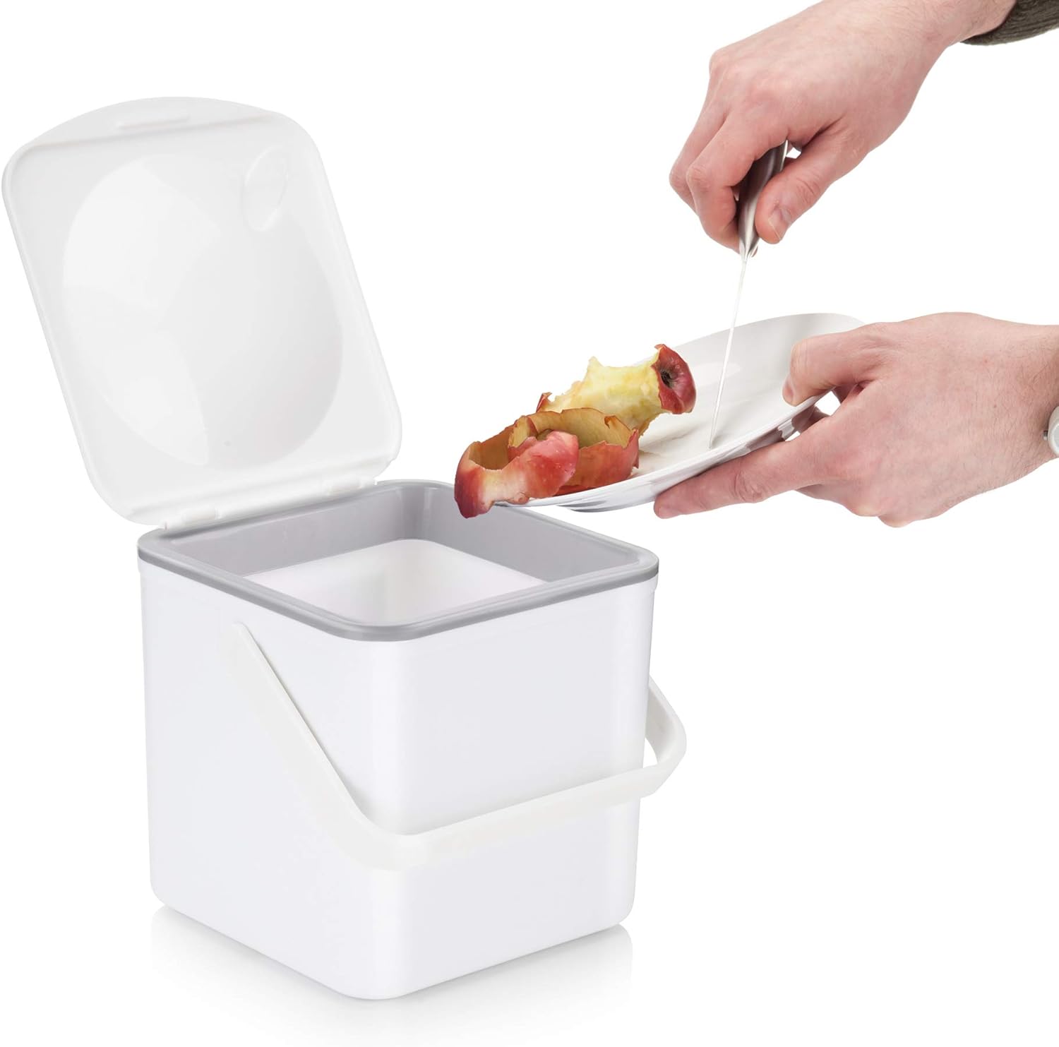 3.5L Caddy, Kitchen Food Waste Caddy, Recycle Bins for Kitchen, Multipurpose Storage Caddy, Removable Bag Retention Ring & Sturdy Handle, Choice of Colours, Made in the UK