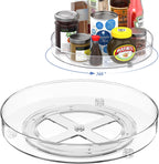 2 Pcs Lazy Susan Turntable Cupboard Organiser(27+23.5cm), Rotating spice rack Fridge turntable organiser, spinning cupboard organiser, turntable storage 9.3+10.6 Inch for Cabinet,Fridge,Pantry