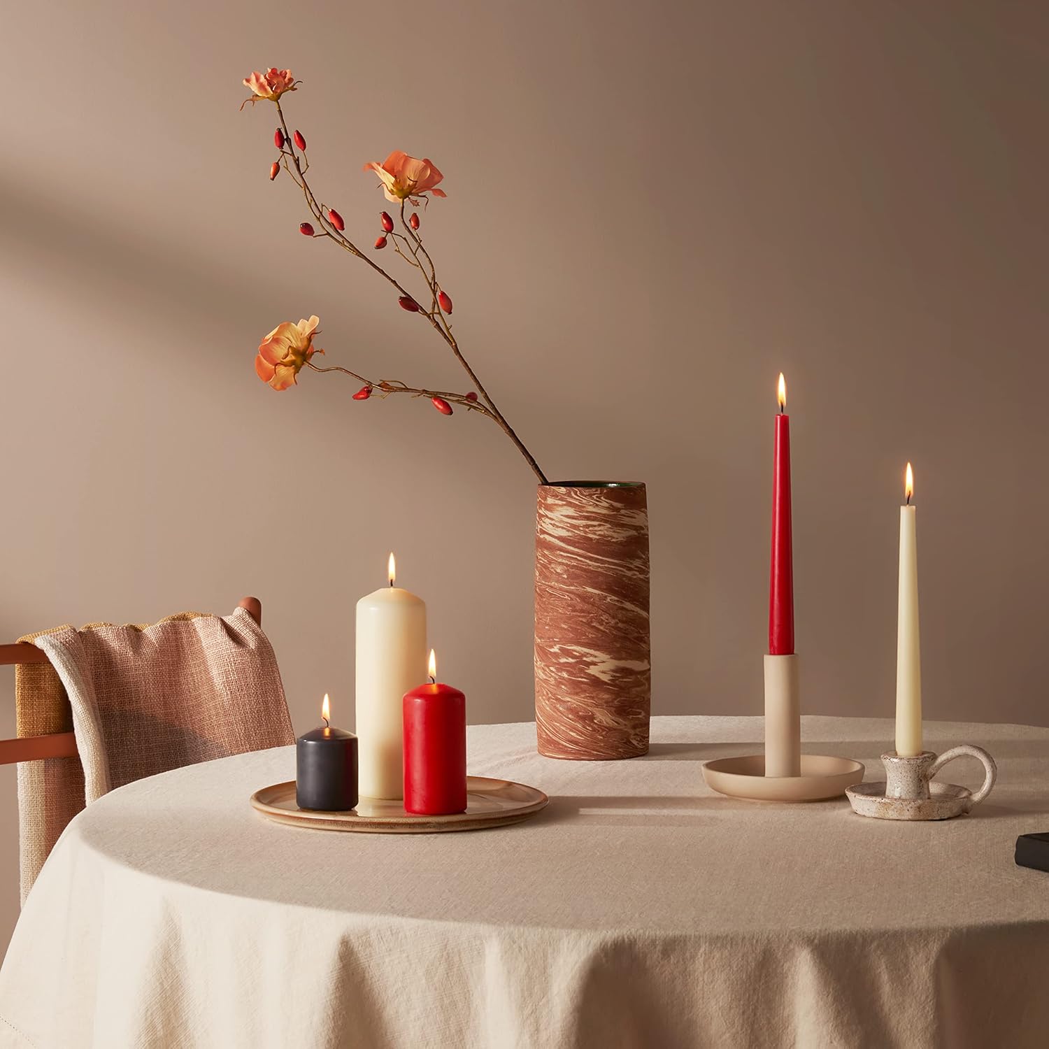 Smooth Pillar Candles - Red - Pack of 6-20 x 7 cm - Decorative Household Candles - Burn Time 75 Hours - Unscented - Contains Natural Plant Wax - Without Palm Oil Secondary image