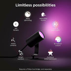 Lily White and Colour Ambiance LED Single Spotlight Extension: Smart Outdoor Lighting for Garden, Works with Alexa, Google Assistant and Apple Homekit