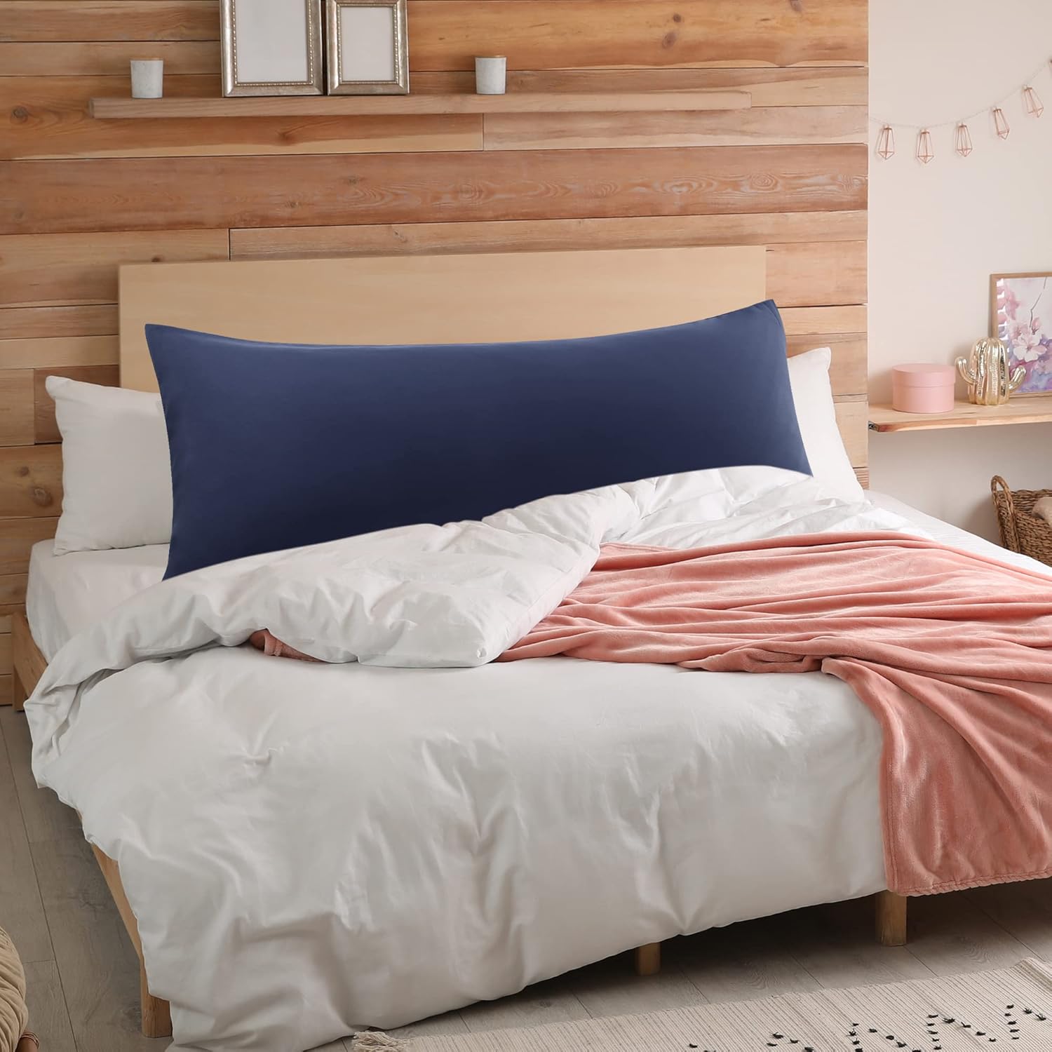 Soft Brushed Microfiber Body Pillow Cover with Zipper Closure, Bolster Pillow Cases Long Pillow Cases for Body Pillow Navy 20"x60" (5ft) Secondary image