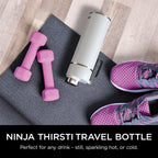 Ninja Thirsti Water Bottle and Flask 700 ML With Leak-Proof Lid, Designed For Carbonated, Hot & Cold Drinks, Ideal For Travel & Sports, Triple Insulated, Stainless Steel Bottle, White, DW2401EUUKWH