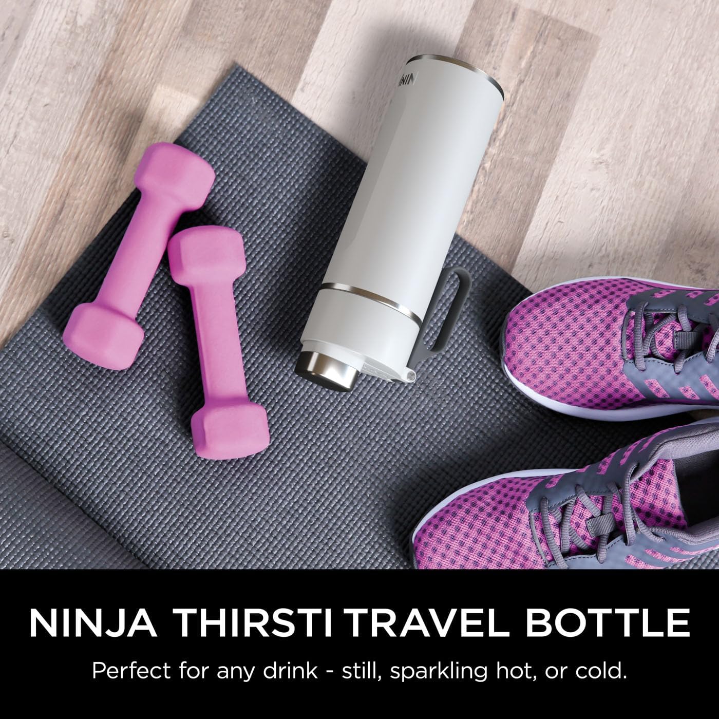 Ninja Thirsti Water Bottle and Flask 530 ML With Leak-Proof Lid, Designed For Carbonated, Hot & Cold Drinks, Ideal For Travel & Sports, Triple Insulated, Stainless Steel Bottle, White, DW1801EUUKWH Secondary image