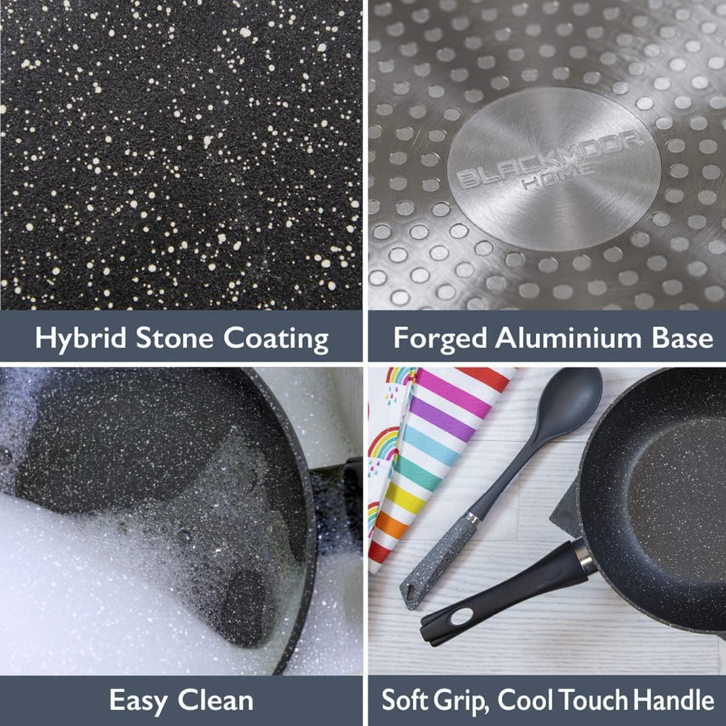 Classic 24cm Non Stick Frying Pan | Induction Compatible | Long Lasting Anti Scratch Coating | Pan for All Hobs | Black