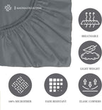 Double Fitted Sheet - 135 x 190cm with 30cm Deep Pocket, Soft Brushed Microfibre, Wrinkle-Free, Easy Care, Fade & Shrink Resistant by MAGNA COLLECTION (Grey, Double)