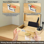 Polegas Bamboo Stash Box, Rolling Box with Combination Lock, Wooden Storage Boxs with Rolling Tray and All Accessories, Perfect Choice for Family or Personal Gifts