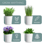 Barnyard Designs Herb Pot Planter Set with Tray for Indoor Garden or Outdoor Use, Decorative White Metal Succulent Potted Planters for Kitchen Windowsill