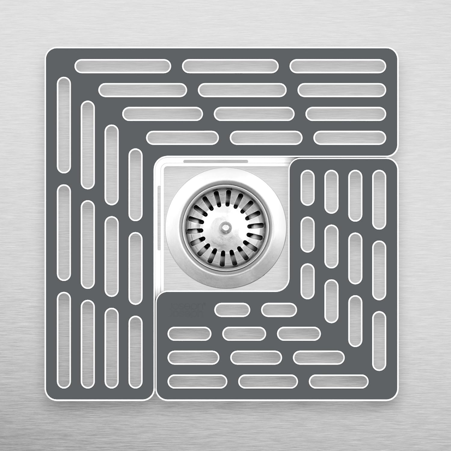 Sink Saver- 2 piece Adjustable Kitchen Sink Protector Mat with non slip feet, Grey