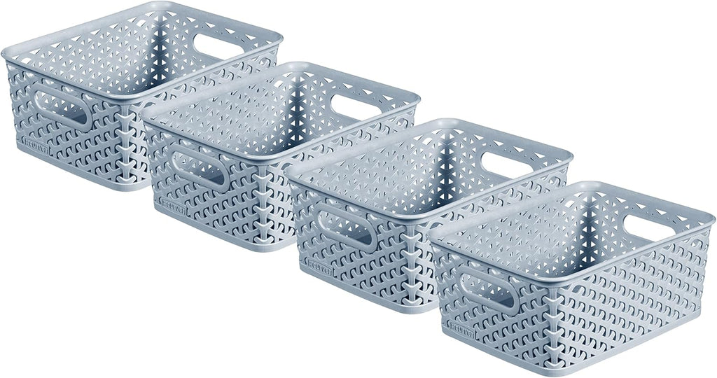 My Style Small Rectangular Storage Basket 4L - Blue (Pack of 4)