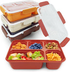 4 Pack Snack Containers, Reusable 5 Compartments Bento Snack Box, Meal Prep Lunch Containers for School Work Travel, Divided Food Storage for Kids Adults