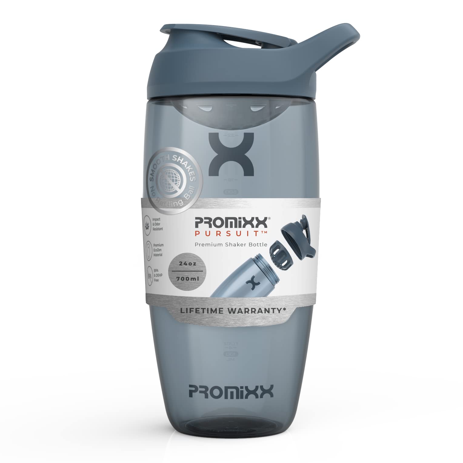 Pursuit Protein Shaker Bottle - Premium Shaker for Protein Shakes - Lifetime Durability, Leakproof, Odourless - 700ml / 24oz (Midnight Blue)