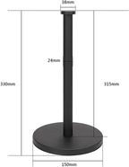 Weighted Paper Towel Holder Countertop Stainless Steel Napkin Holder for Large Roll Free Standing Paper Towel Roll Holder with Heavy Base Standing Vertical Paper Holder for Kitchen Rv (Matte Black)