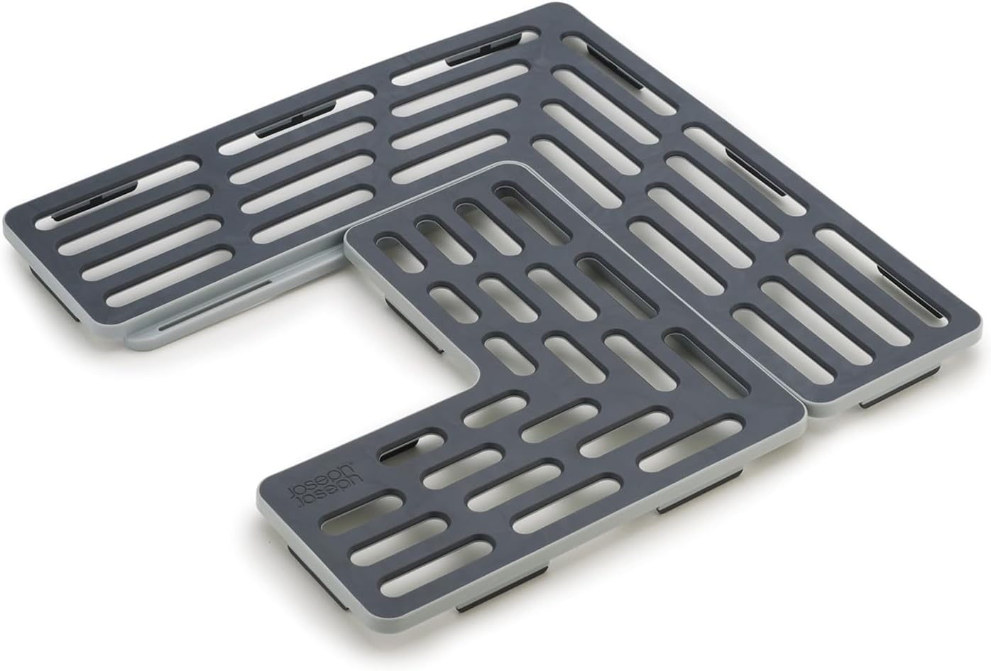 Sink Saver- 2 piece Adjustable Kitchen Sink Protector Mat with non slip feet, Grey Main image