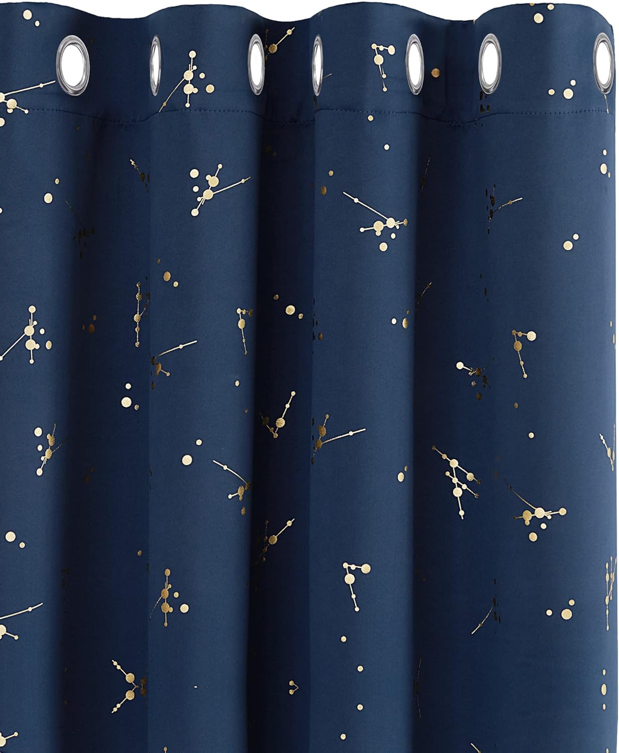 Curtains, Eyelet Blackout Curtains, Gold Constellation Printed Thermal Insulated Curtains for Boys Bedroom, 52 x 63 Inch(Width x Length), Navy Blue, 2 panels Main image