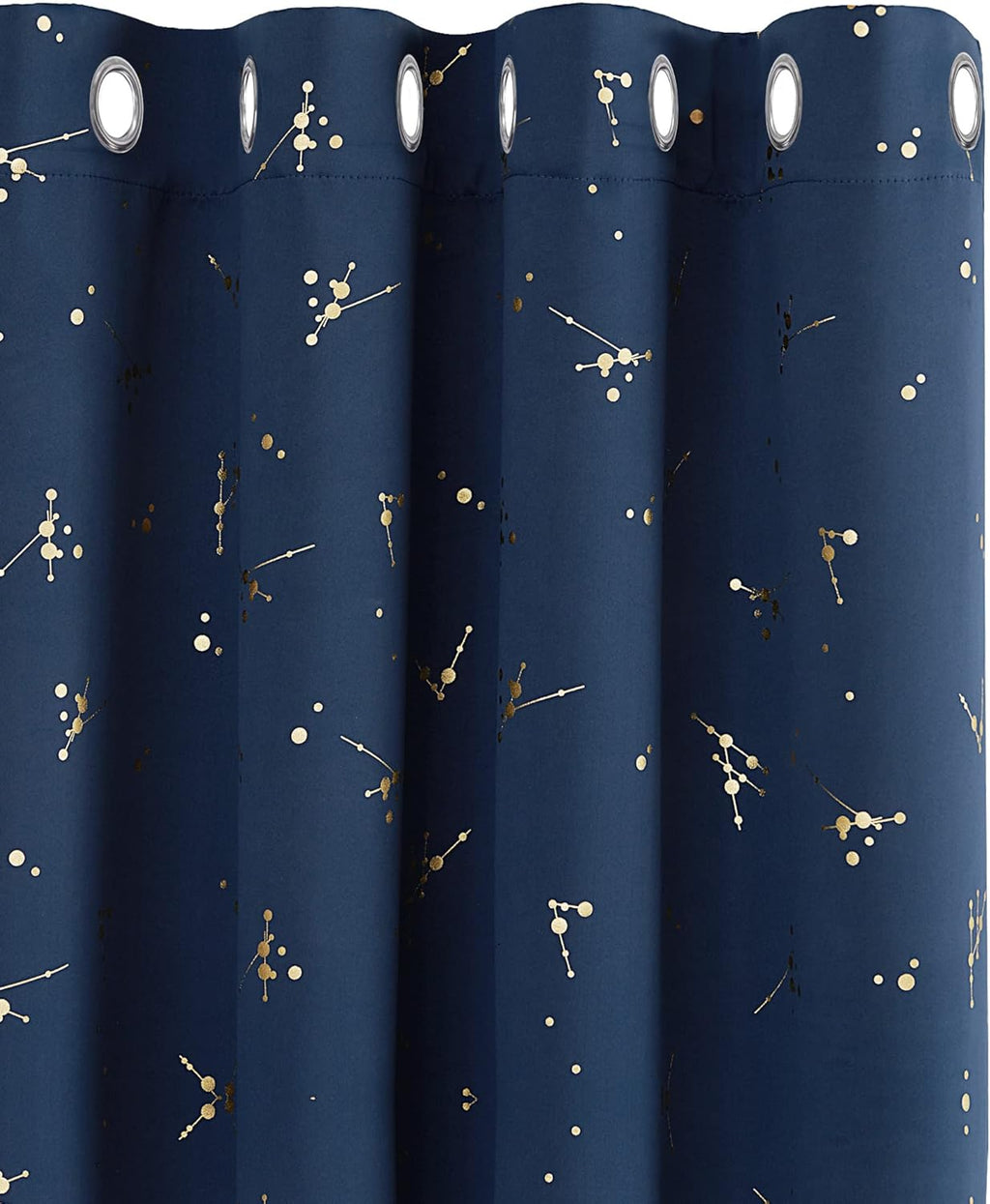 Curtains, Eyelet Blackout Curtains, Gold Constellation Printed Thermal Insulated Curtains for Boys Bedroom, 52 x 63 Inch(Width x Length), Navy Blue, 2 panels