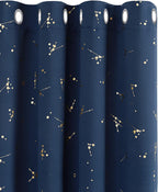 Curtains, Eyelet Blackout Curtains, Gold Constellation Printed Thermal Insulated Curtains for Boys Bedroom, 52 x 63 Inch(Width x Length), Navy Blue, 2 panels