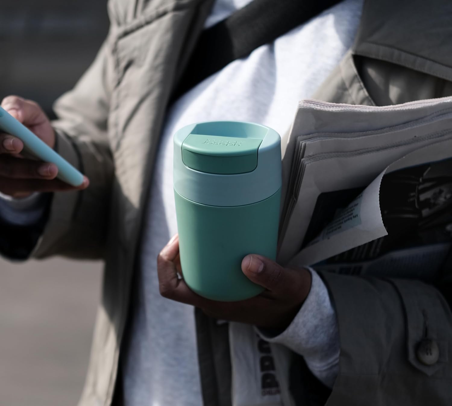 Sipp Travel mug, Hygienic, Leakproof reusable mug, Coffee & Tea Cup with Lid - 340 ml (12 fl. oz) - Green