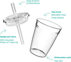 Cold Cup - Clear Plastic, Reusable Ice Coffee Cup with Lid and Straw - Medium 12oz (340ml)