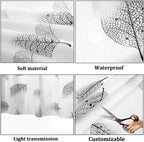 Shower Curtain for Bathroom, 100% PEVA Waterproof Anti-Mould Proof Resistant | Quick-Drying | Washable Bathroom Curtain | Includes 12 Pcs Curtain Hooks | 180 x 180 cm (71 x 71 Inch) | Foliage