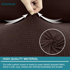 Premium Water-Repellent Sofa Seat Cushion Covers High Stretch Jacquard Fabric Couch Seat Slipcover Protector for Chaise sofa (Chaise, Chocolate)