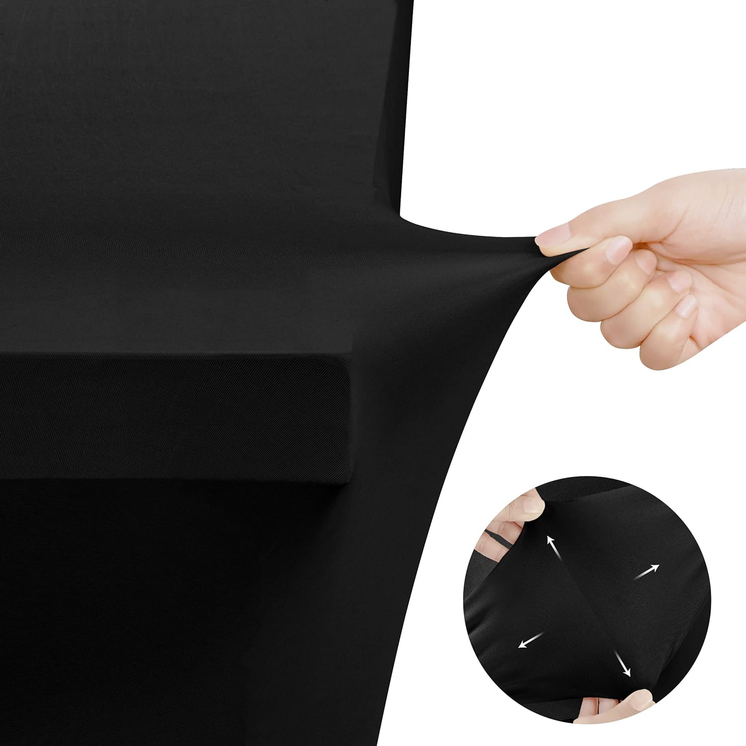 Spandex Tablecloth 2 Pack [5FT, Black] Tight, Fitted, Washable and Wrinkle Resistant Stretch Rectangular Patio Table Cover Event, Wedding, Banquet & Parties [60Lx30Wx30H Inch] (UK0737)