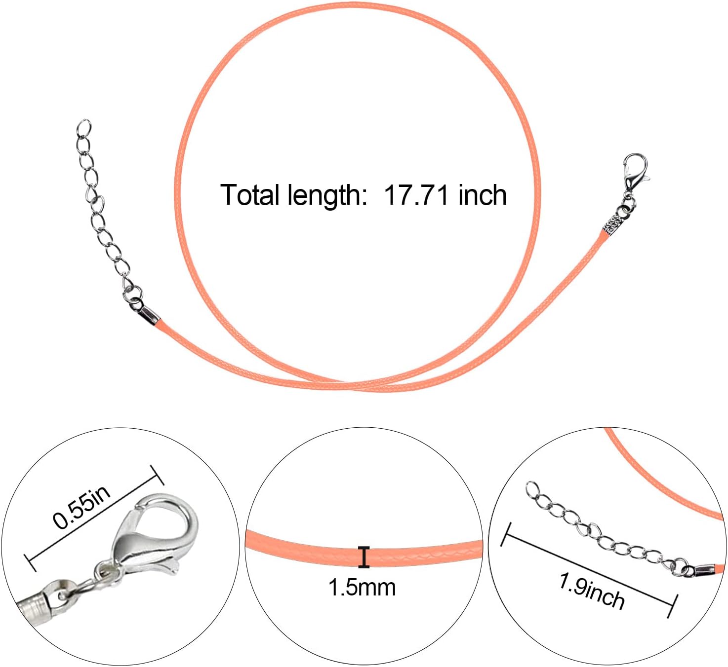 60 Pcs Multicolor Necklace Cord, Waxed Necklace Cord 1.5mm with Clasp, 18inch DIY Necklace for DIY Jewelry Making Supplies, Charms Pendants, Bracelet Secondary image