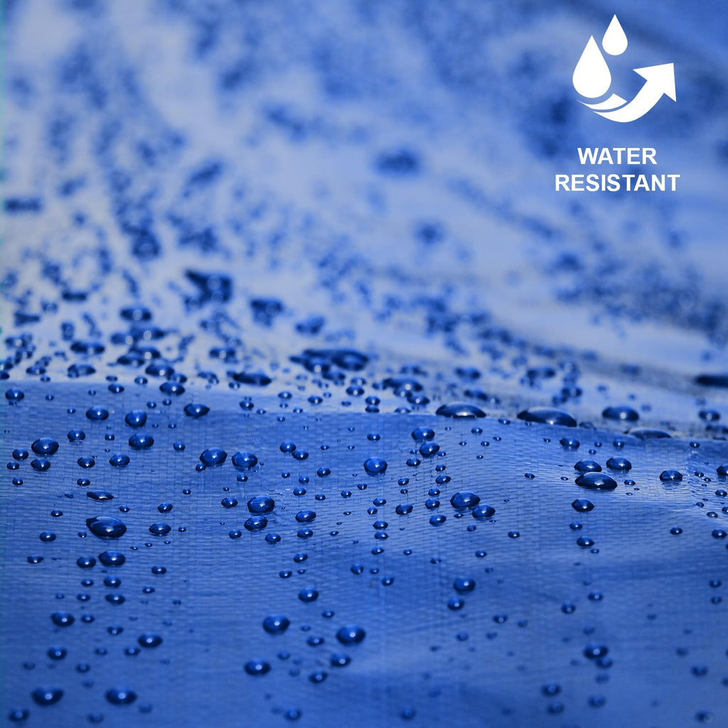 Tarpaulin 3m x 4m Water-resistant Tarp Large Camping Cover Sheet – Multipurpose Groundsheet with UV Protection, Weatherproof & Frost-Resistant – Reinforced Eyelets - Blue