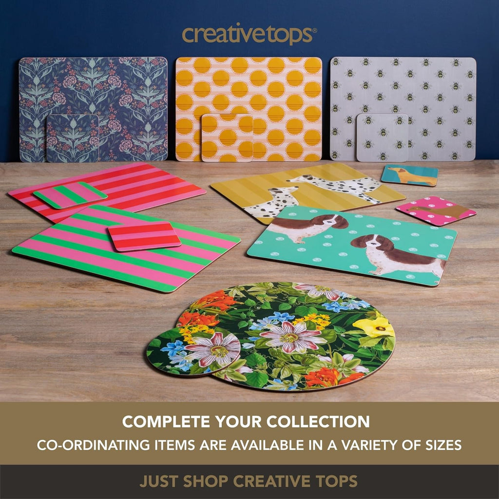 Creative Tops Spots Print Set of 4 Premium Placemats, Heat, Slip, Stain-Resistant, Cork Back, Easy To Clean, Printed Kitchen and Dining Lightweight Placemats