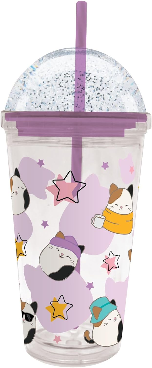 HOX Squishmallows Sipper Tumbler with 3D Dome Top | Eco Freindly BPA-Free Plastic & Spill-Resistant School Water Sipper with Removable Straw Gift for Squishmallows Fan & Collector | Officially Merch Main image