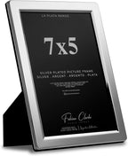 Silver Plated Photo Frame Picture Frame Plain Satin Finish and Tarnish Protected for Wedding Picture or Family Photos (7x5)