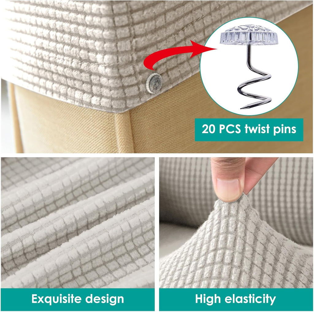 Armrest Chair Covers, Set of 4 Stretch Armrest Chair Anti-Slip Furniture Protector Slipcovers Chair Sofa Couch Protector Stretch Fit for Armchairs Sofa Couches Recliner (Lvory)