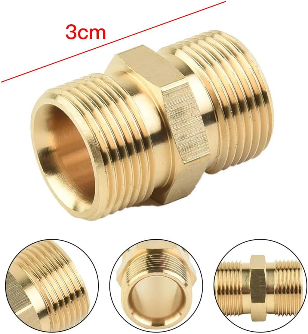 Sarini High Pressure Cleaner Adapter Brass Hose Connector Adapter M22 15mm Male to M22 14mm Male