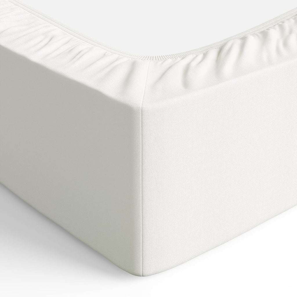 Bedding Soft Microfibre Super King Fitted Sheet with 12 inch (30 cm) Deep Pocket, 180 x 200 cm, Cream