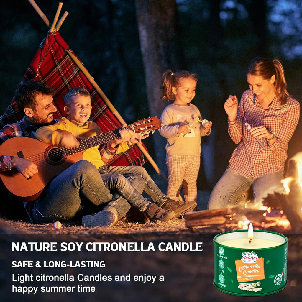 Citronella Candles Outdoor - 4 * 4.4 OZ Natural Soy Candle for Home Patio, 100 Hours Long Lasting Burn Outside Candles for Garden Yard Balcony Summer Camping