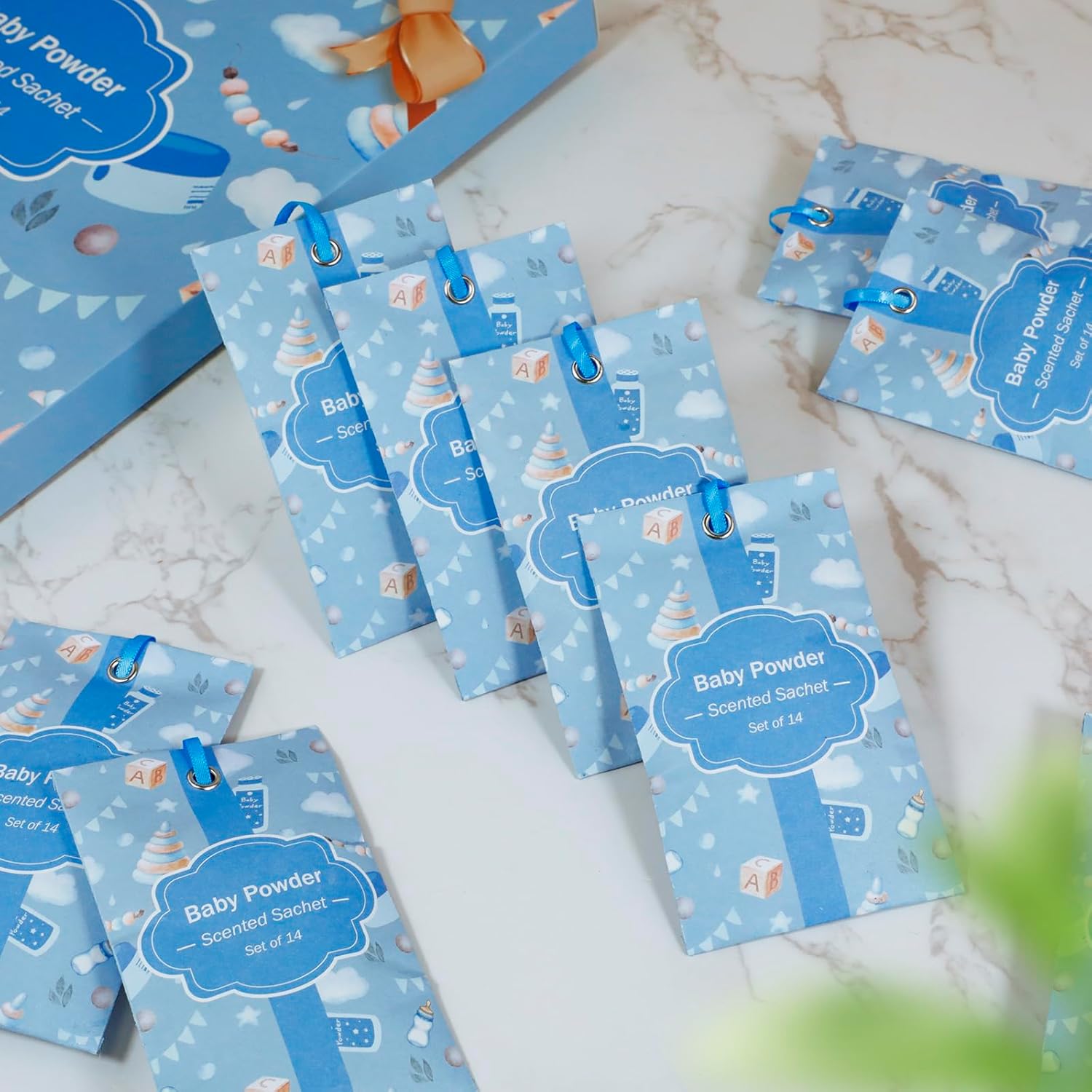 Scented Sachet Bags, Baby Powder Fragrance Wardrobe Sachets, Pack of 14, for Closet, Room, Drawers, Car
