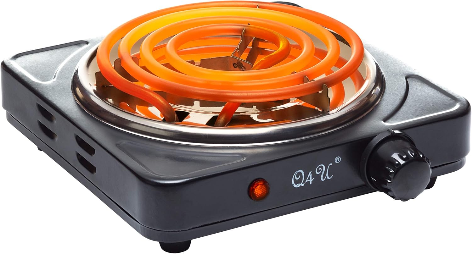 Q4U 1500W Burner Electric Charcoal Starter Coals Coconut Shells, Black, Slim Main image