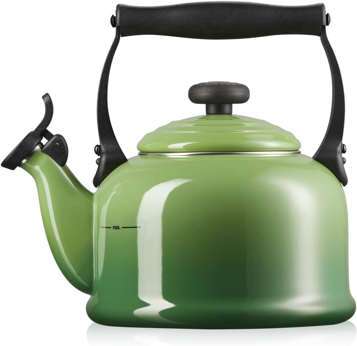 Le Creuset Traditional Stove-Top Kettle with Whistle, Suitable for All Hob Types Including Induction, Enamelled Steel, Capacity: 2.1 L, Bamboo, 40102024080000